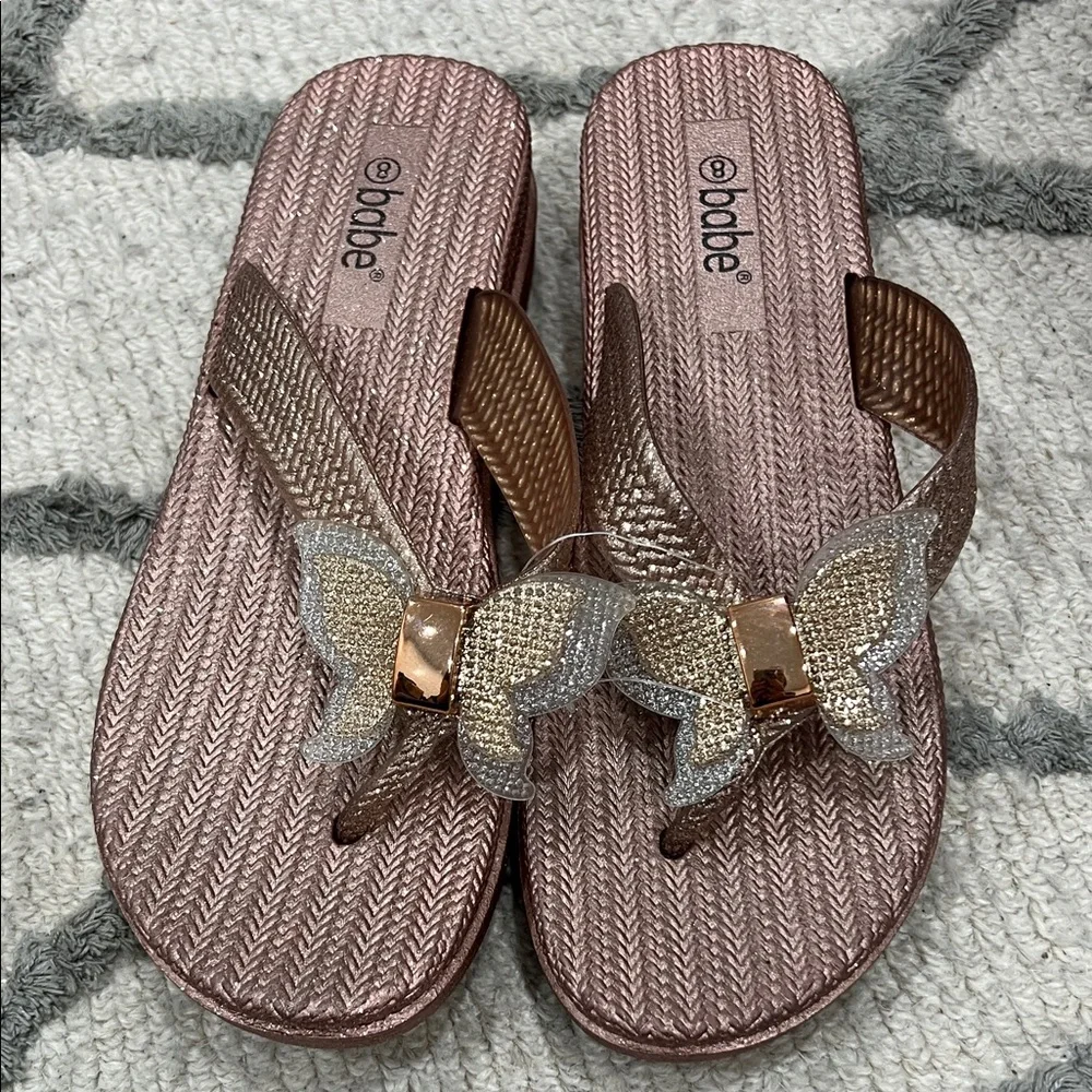 Women's Glitter Butterfly Sandals - Pink
